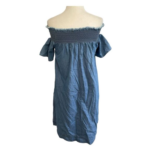 Wants and Needs Off The Shoulder Chambray Denim Mini Dress S - Picture 3 of 7